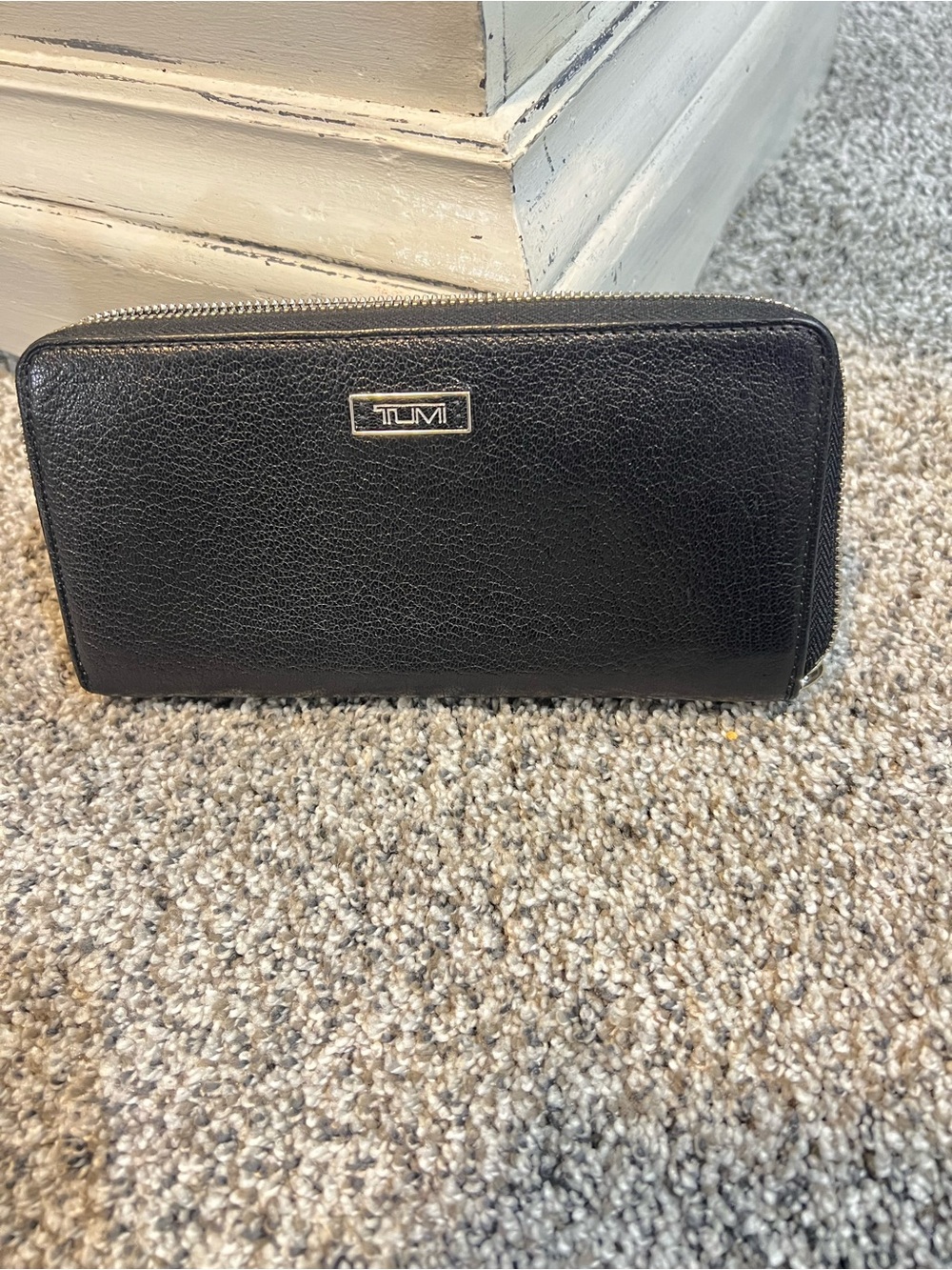 Tumi black Zip around wallet and check book cover